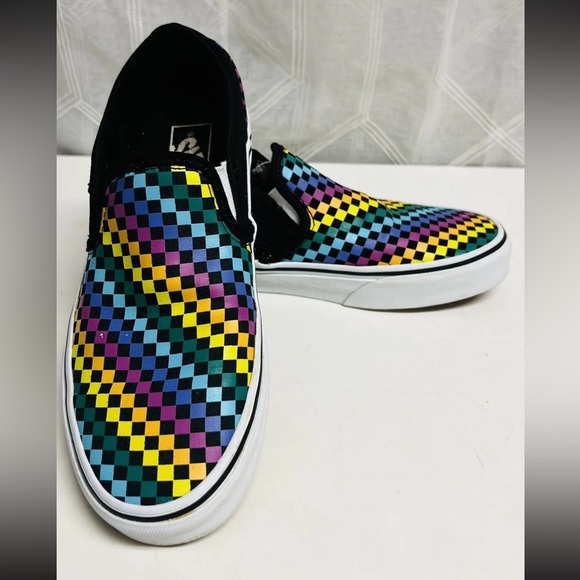 Vans Shoes - Vans Sneaker Women’s Size 8 Colorful Check  “Off The Wall” Casual Slip On